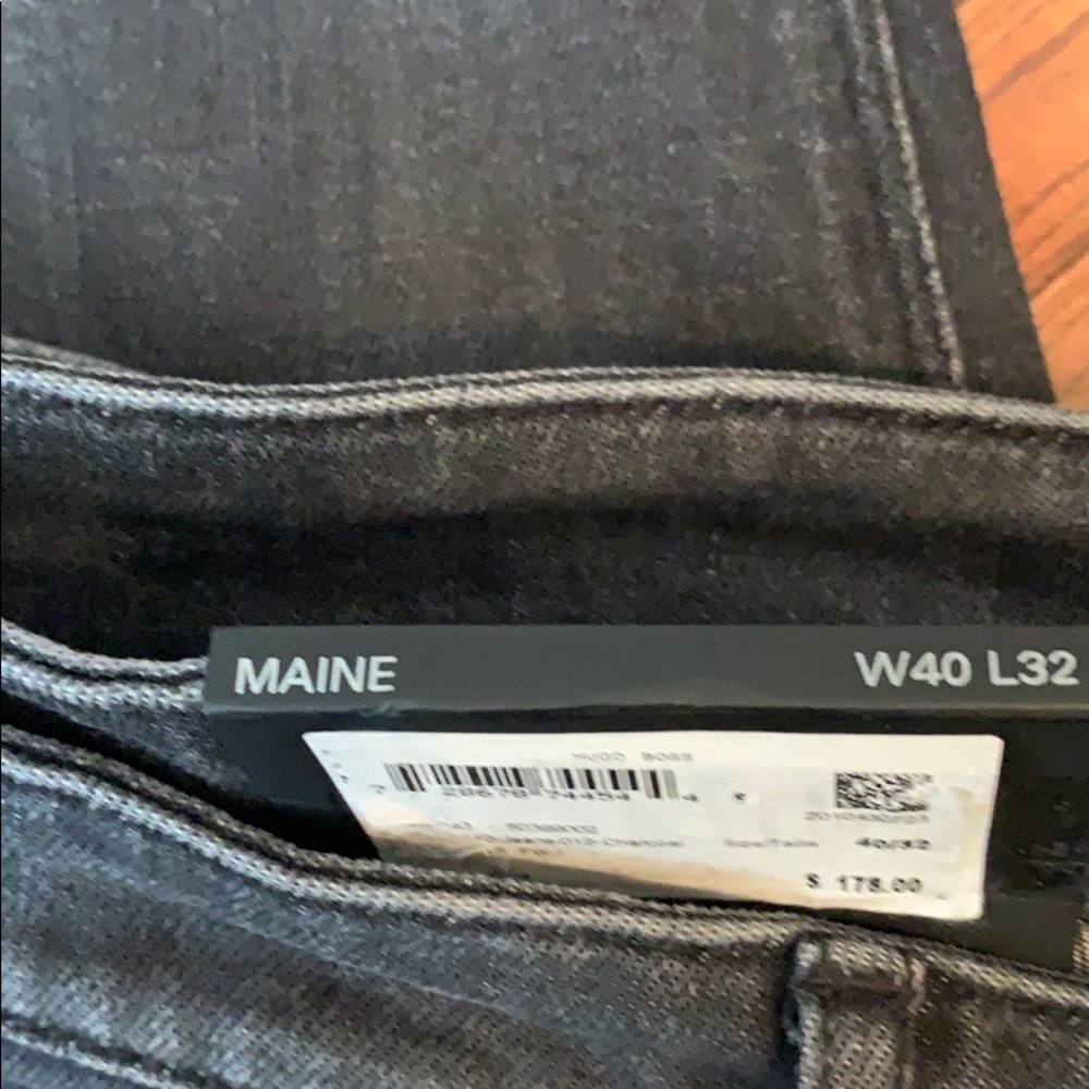 Hugo Boss Maine Charcoal Zip Fly Stretch Jeans - 40W x 32L